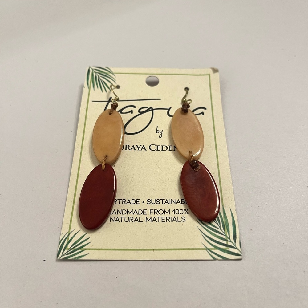 Tagua Natural Tone Drop Earrings
